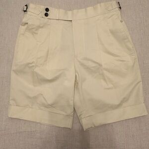 Men's Casual Pleated Chino Shorts - Cream